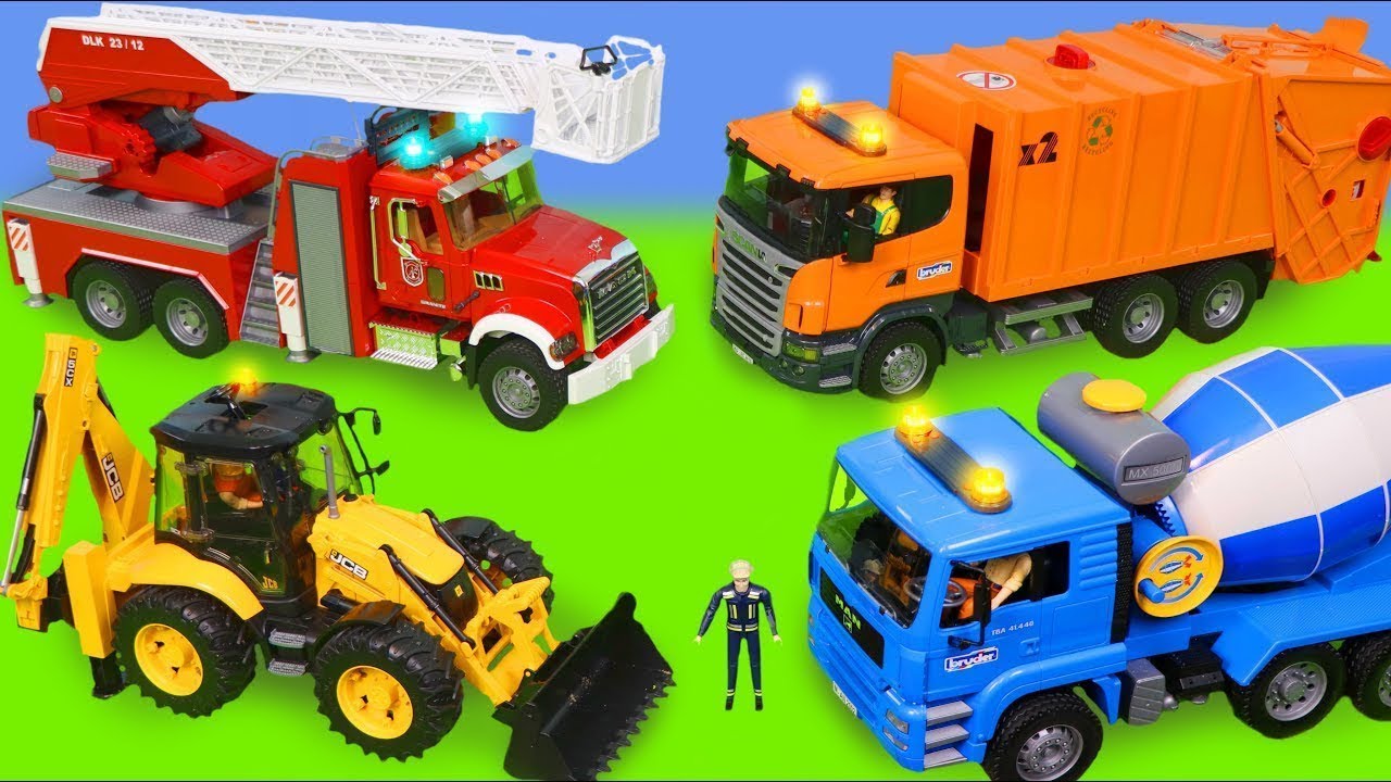 Download Excavadora, Buldocer, Camión de la basura,  Carros juguetes Cargadora coche - Excavator Toys