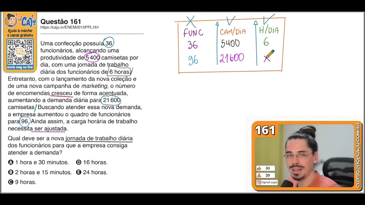 [ENEM 2015 PPL] 161 📘 --- Uma confecção possuía 36 funcionários ...