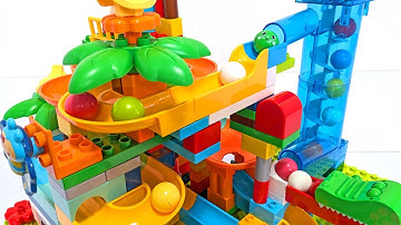 Marble Run ASMR☆Building Blocks Automatic Elevator & Colorful Coaster
