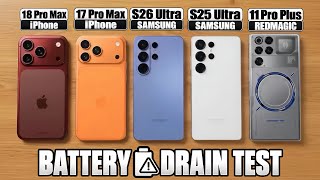 iPhone 18 Pro Max vs 17 Pro Max vs S26 Ultra vs S25 Ultra vs RedMagic 11 Pro+ Battery Drain Test 🔋⚡️ screenshot 2