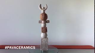 Interior Totem Pole Ceramic Sculpture