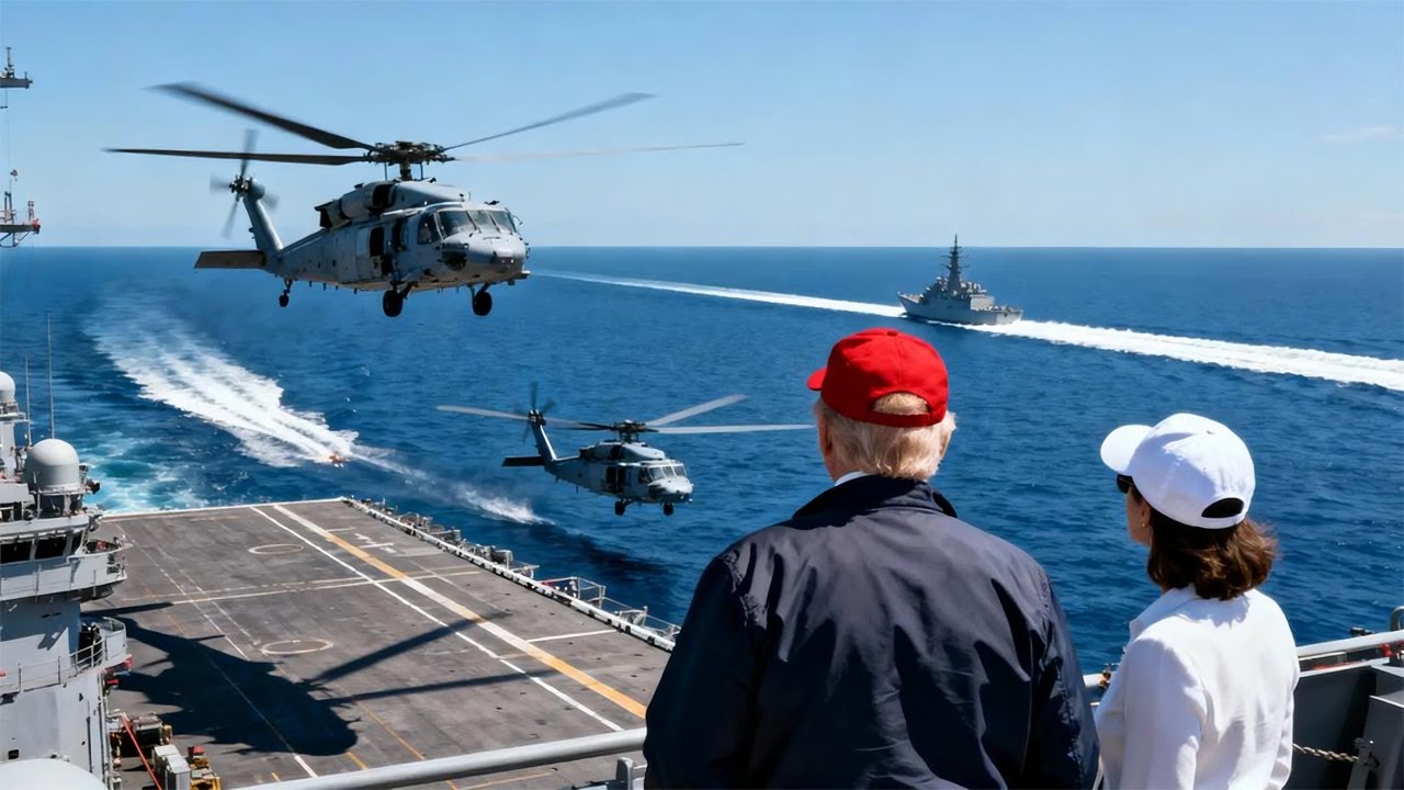 Spectacular Moment! Trump and Melania Join Celebration Aboard US Navy