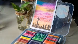 Oil Pastel Drawing Sky Step By Step For Beginners