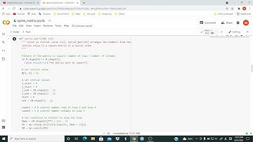 Write Functions in Python: spiral matrix with Python | Google Colab || 01