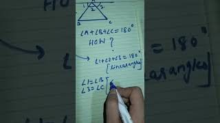 sum of angles of a triangle 📐 is 180 degree. Prove in just 40 sec🔥😱 #triangle #anglesumproperty