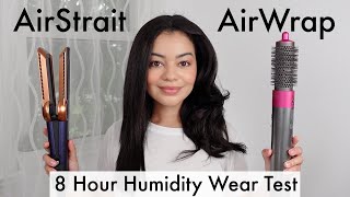 DYSON AIRSTRAIT VS AIRWRAP ON CURLY HAIR  8 HOUR HUMIDITY WEAR TEST!