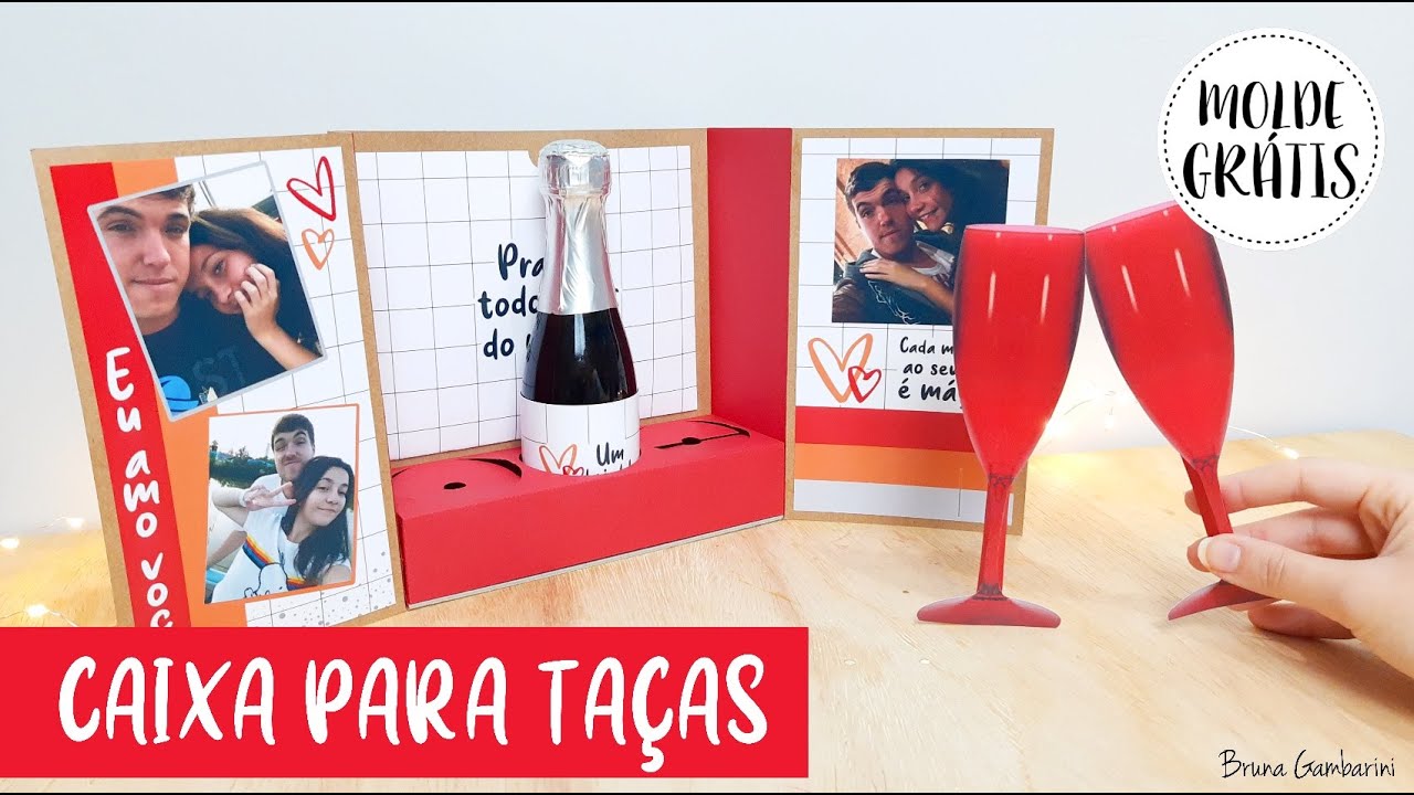 CAIXA PARA TAÇAS - MOLDE GRÁTIS - BRUNA GAMBARINI