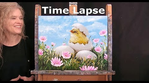 TIME LAPSE - Learn How to Paint "SPRING CHICK" with Acrylic - Fun and Easy Step by Step Tutorial