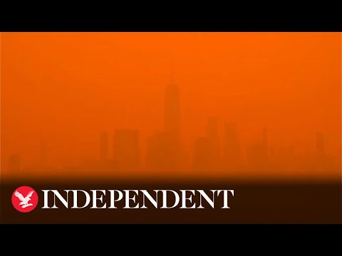 Apocalyptic time-lapse shows New York disappear into orange smoke from Canada wildfires
