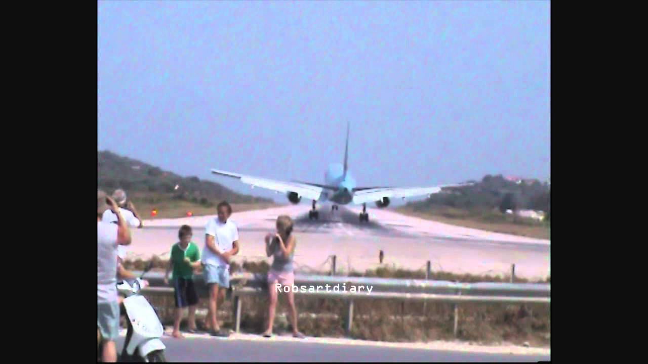 Scary plane landing Skiathos Greece YouTube
