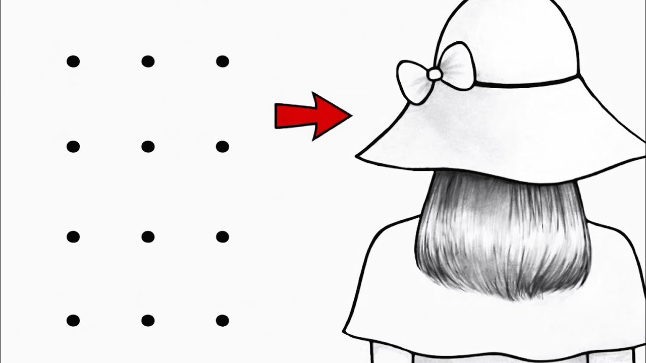 How to draw easy girl with 9 point | cute girl tutorial in just 9 dots | easy step by step