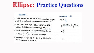 Example: Ellipse Basics Matching question JEE Delight