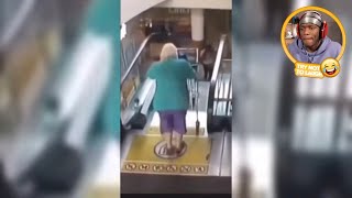 Ksi Reacts To Old Lady Tumbling Down The Escalator With A Shopping Trolley (£1000 laugh)