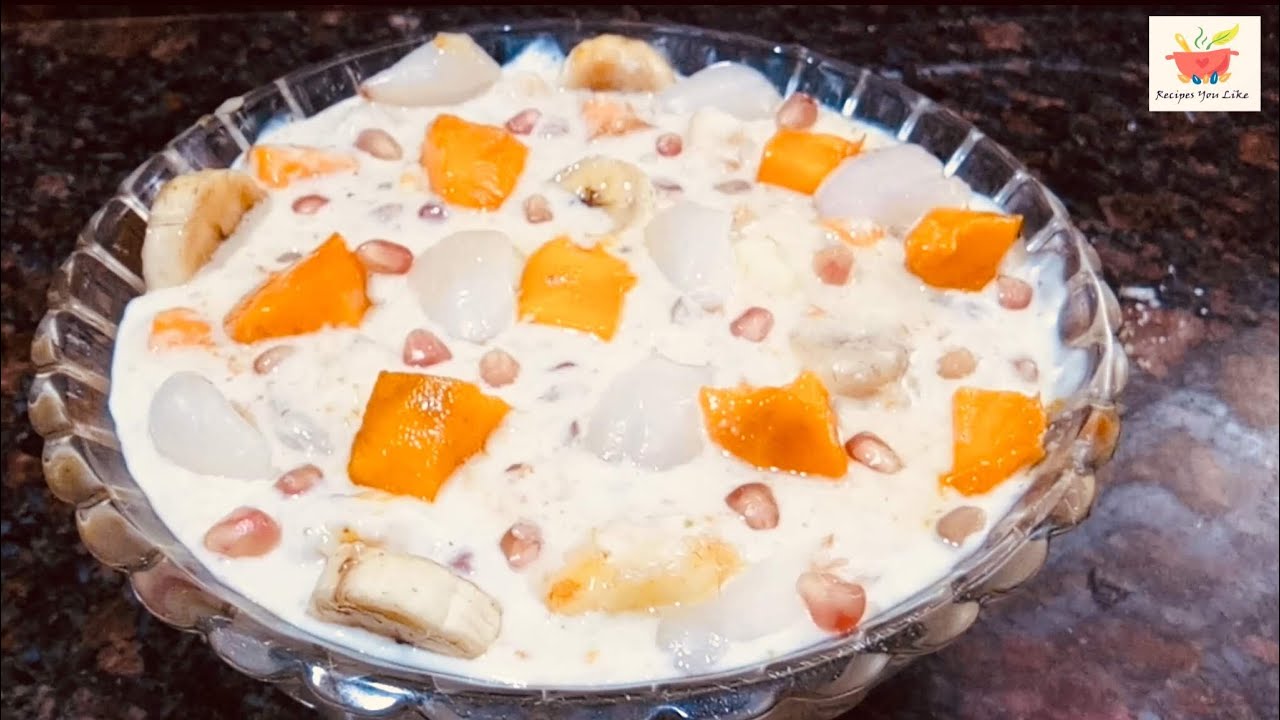 How to Make Pista Badam Fruit Custard Dessert recipe Without Custard