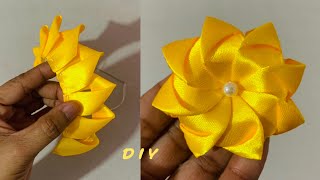 Flower making with paper |  how to make ribbon flowers | how to make bouquet with ribbon