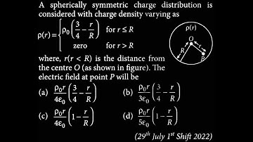 A spherically symmetric charge distribution is considered with charge density varying ES DTS 13 Q6