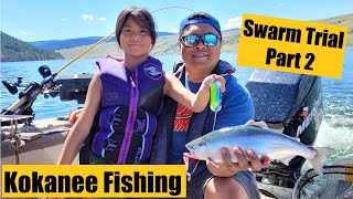 Kokanee & Trout. Fishing Stump lake Merritt BC. Wigglefin Swarm trial. Lake test PT.2