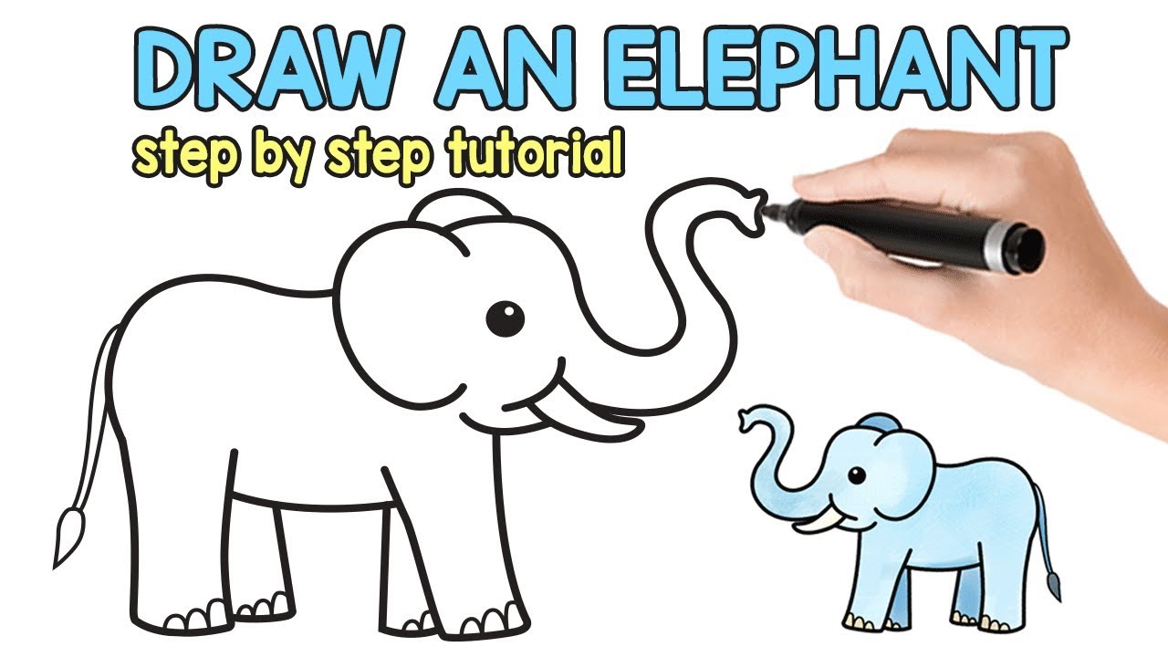 How to Draw an Elephant - simple how to draw tutorial - YouTube