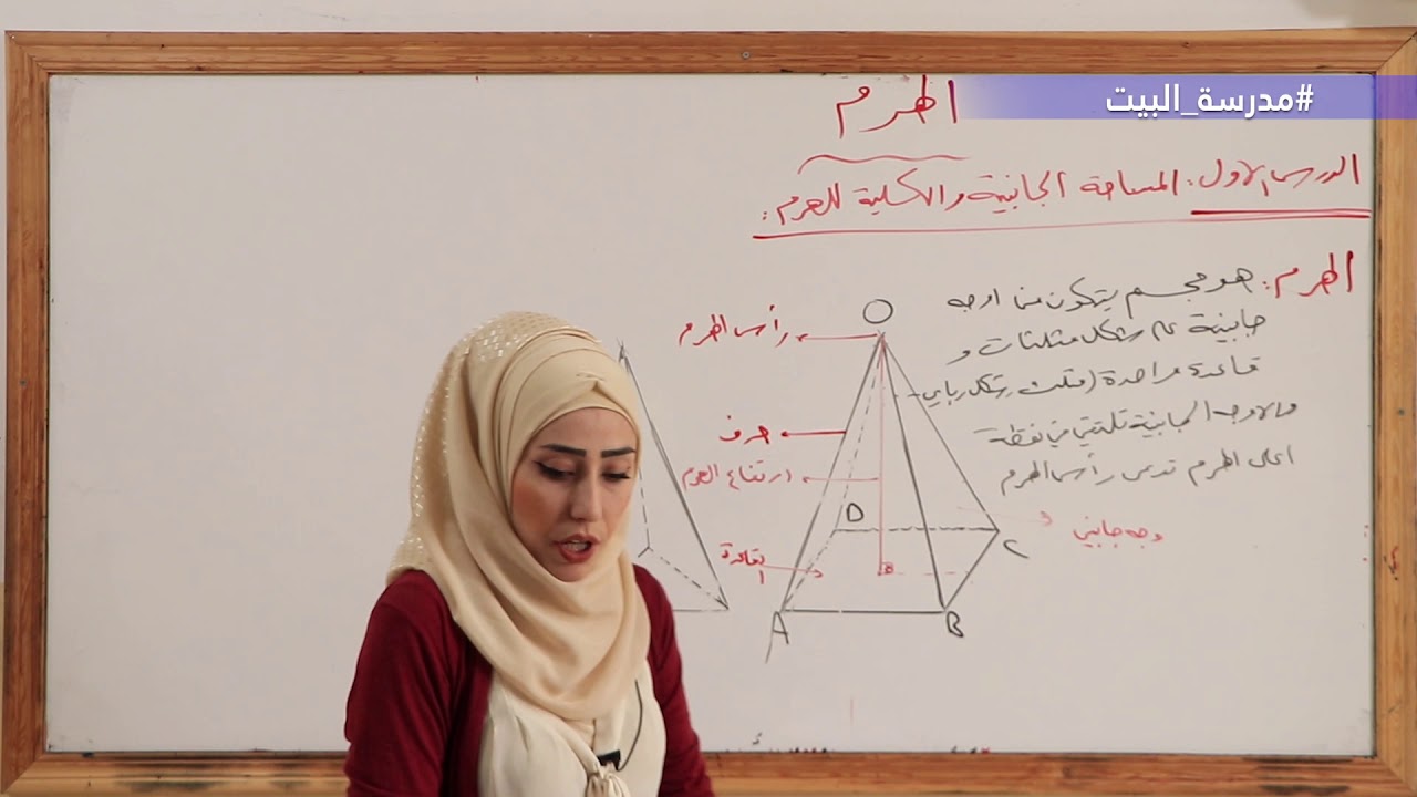الصف  8     الرياضيات     قسم الهندسة     الوحدة 3     المساحة الجانبية والكلية للهرم