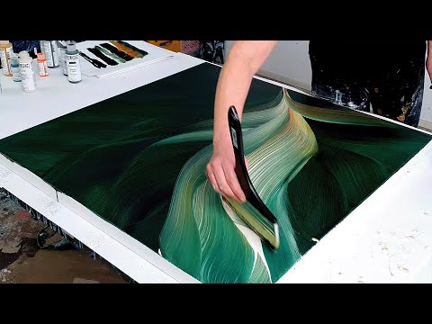 NEW Huge Brush!! / Easy Abstract Acrylic Painting - Birds of Paradise