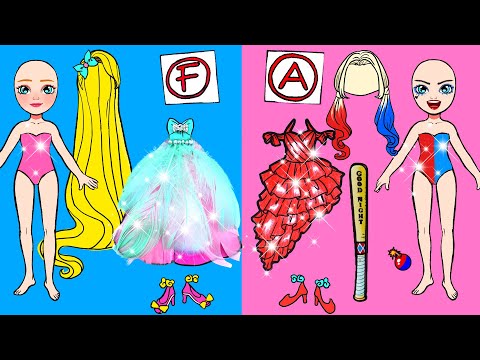 Paper Dolls Dress Up - Rapunzel's Memorable Pink And Blue Birthday Party Handmade - Dolls Beauty#160