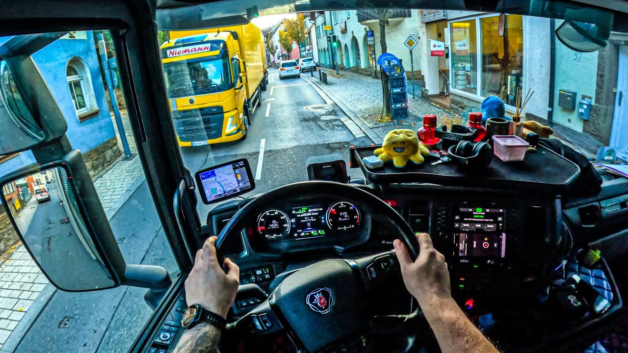 ASMR 🇩🇪 POV Truck Driving Scania R500 | Germany Tight City Driving | 4k HD |