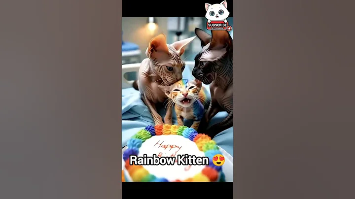 Rainbow kitten Cures Sad Sphynx! #shorts #sphynx #viral