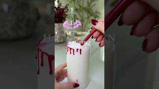Easy Halloween candle decor 🕯️👻 #halloween #halloweendecor #diy #homehack #homedecor