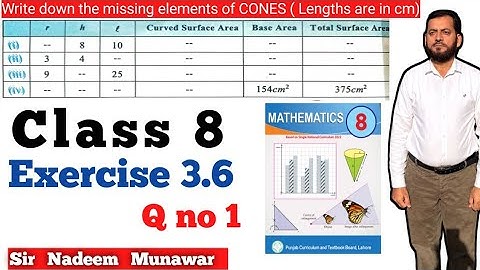 Class 8 Exercise 3.6 Q no 1 SNC PCTB Maths Ex 3.6 Find missing elements of Cones in Urdu Hindi