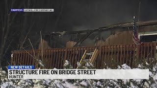 Firefighters battle structure fire in Hunter