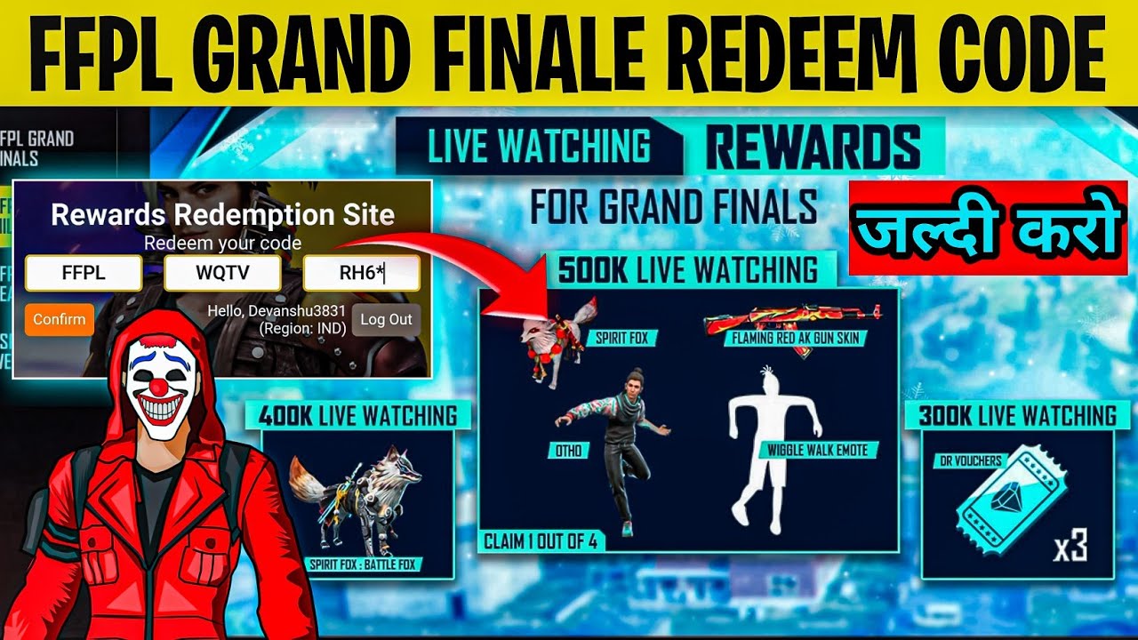 FFPL Milestone Rewards | Live Watching Rewards For Grand Finals | FFPL 500K Live Watching Rewards