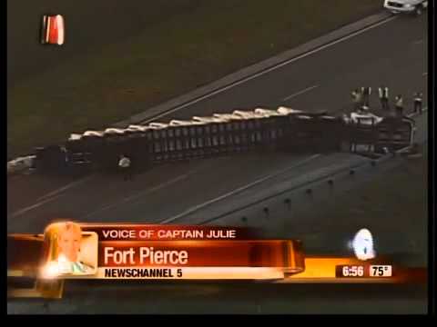 Overturned tractor trailer blocking turnpike - YouTube