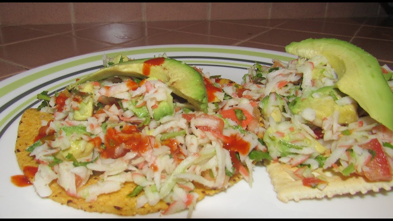 How to make Corn Tostadas with Imitation Crab (Mexican Tostadas de