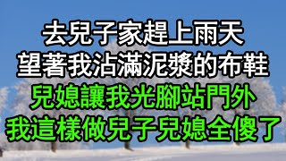 去兒子家趕上雨天，望著我沾滿泥漿的布鞋，兒媳讓我光腳站門外，我這樣做兒子兒媳全傻了#深夜淺讀 #為人處世 #生活經驗 #情感故事