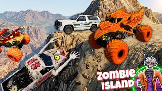 Racing Up The Monster Jam Mountain: Saving The Park Ranger From Zombie Monster Trucks!