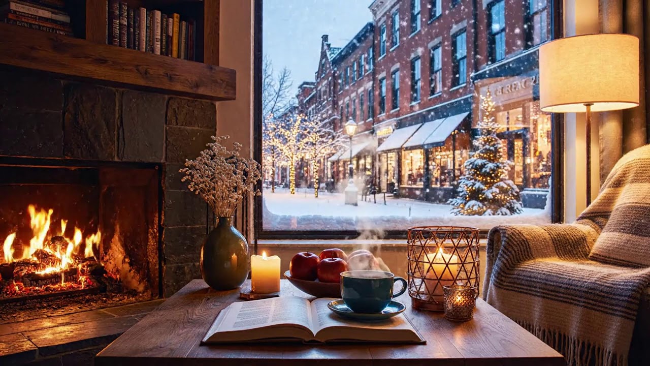 Silent Snowfall Café Jazz 🔥 Warm Fireplace Atmosphere for Serious Focus