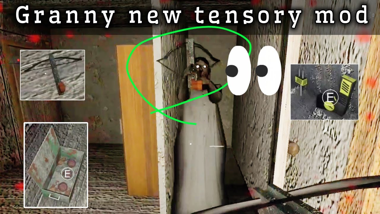 Granny new tensory mod : crossbow 🏹, grenade 💣, stun gun 🔫, bug 😅