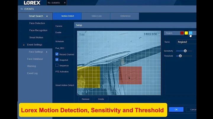 Lorex security system sensitivity and threshold setup for the Costco system