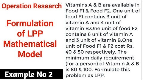 Formulation of LPP Model- Example No 2- Operation Research GTU