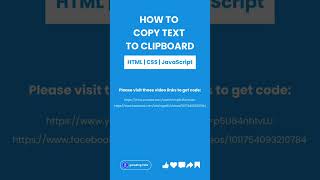 Copy Text to Clipboard in JS  #copy #javascript #howto #copytexttoclipboard  #htmlcssjs #code