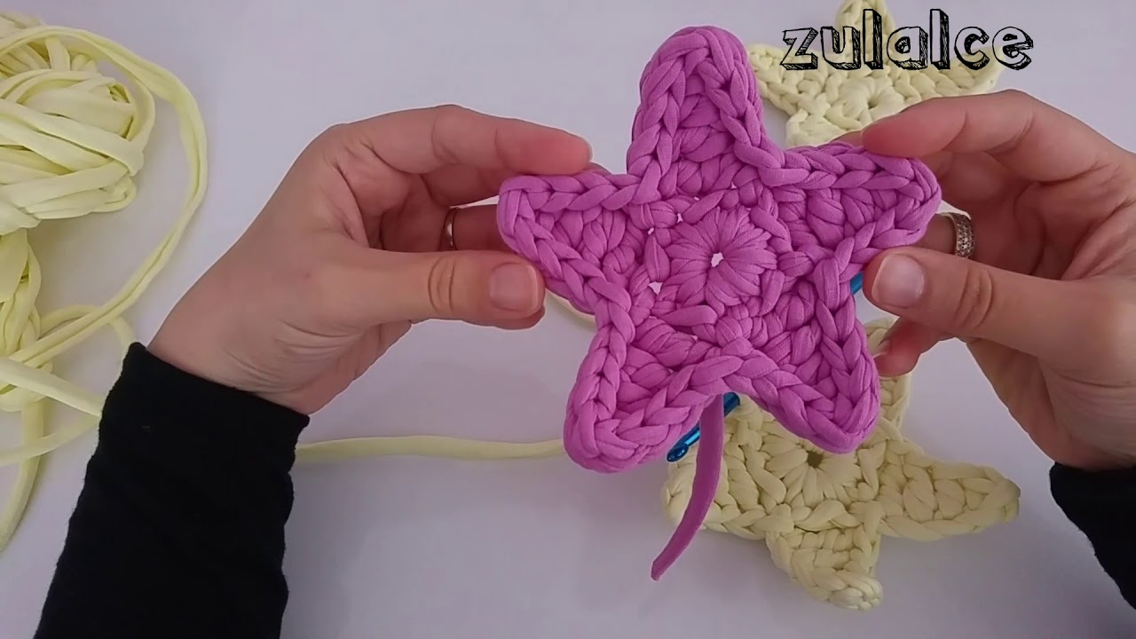 Penye Iple Yildiz Yapimi - crochet a star - nasil örülür