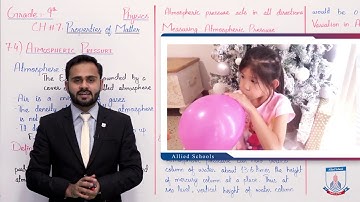 Class 9 - Physics - Chapter 7 - Lecture 3 - 7.4 Atmospheric Pressure - Allied Schools