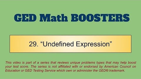 GED Math Booster 29: Finding the value that makes an expression "Undefined"