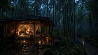 Rain in a Bamboo Forest at a Cozy Bungalow 🌧️ Zen Rain Sounds for Deep Sleep | 3 Hours