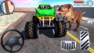 Monster Truck and Tank VS Dinosaur - Indian Bike Driving Simulator 3D - Android GamePlay