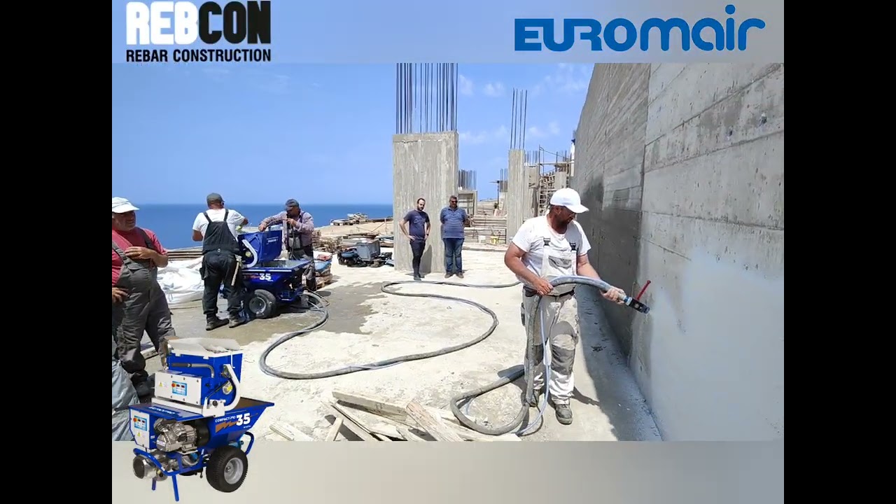 Euromair Compact-Pro 35 & Mixer Premium kit mixing and spraying Marmodom MW200 Monocouche