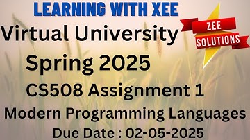 CS508 Modern Programming Languages Assignment 1 Spring 2025 Virtual University of Pakistan