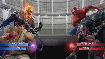 Ghost Rider and RYU vs Spider-man and Venom - MARVEL VS. CAPCOM: INFINITE