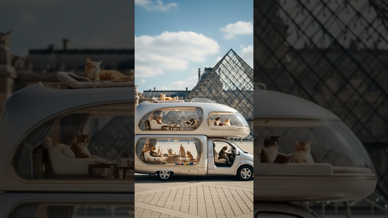 Cat Camper Visits the Louvre 😺✨ | Artistic Cats on a Paris Adventure