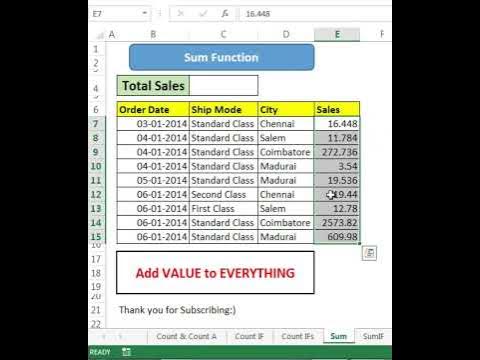 How to use SUM Function in Excel #shorts #excel #exceltips #exceltricks ...